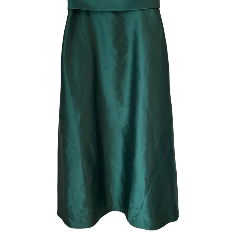 Alfred Sung Off-the-Shoulder Draped Wrap Satin Maxi Dress Hunter Green, size 14 - Picture 8 of 13